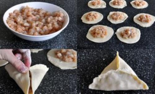 Самса с говядиной из готового слоеного теста. Вкусная самса из говядины