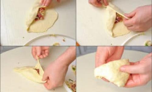 Самса из готового слоеного теста. С фаршем