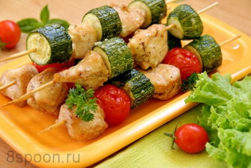 Можно ли добавить овощи к шашлыку из куриной грудки в духовке. Куриные шашлычки в духовке на шпажках с овощами